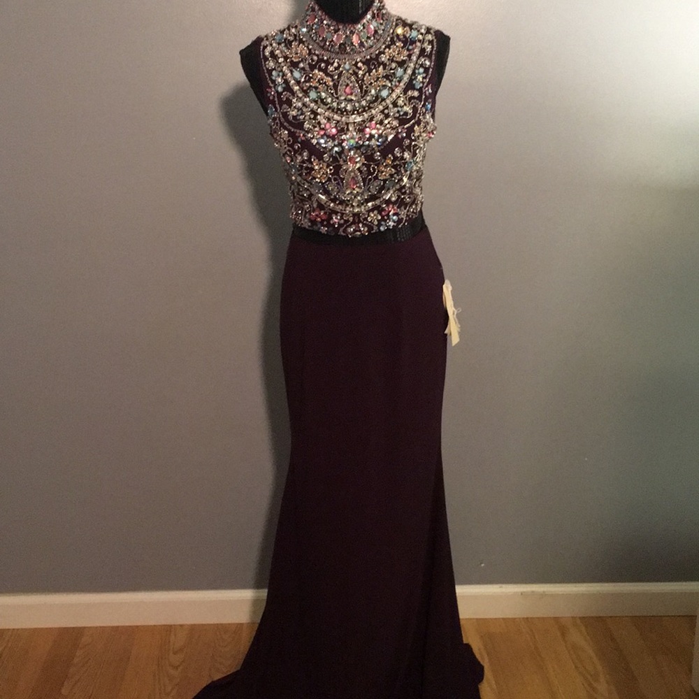 Alyce Paris crop top 2 piece gown .